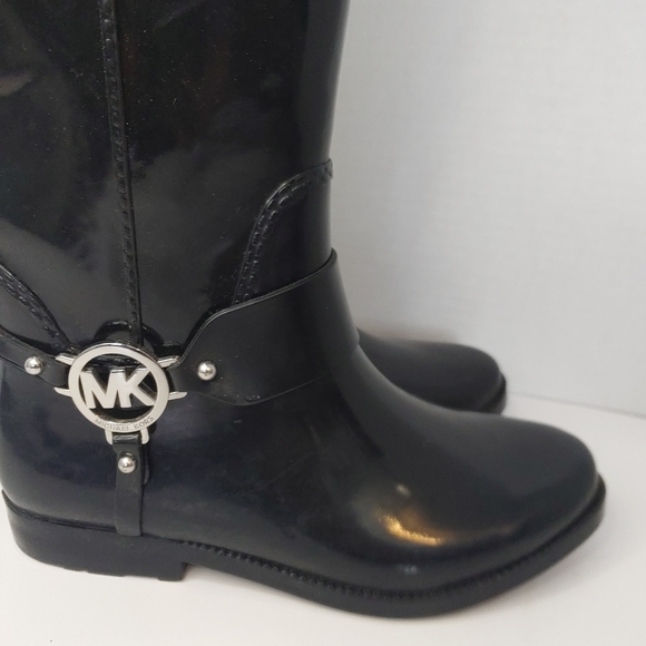 Michael Kors black rain boots 8, rubber tall - Picture 3 of 8